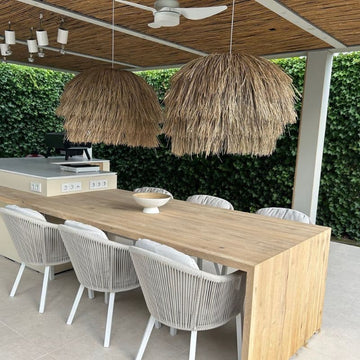 Runde Seegras-Hängeleuchte Javi – 4shine 