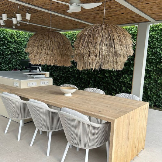 Runde Seegras-Hängeleuchte Javi – 4shine 