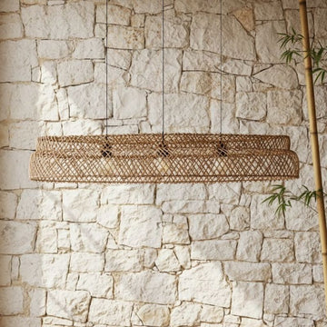 Lámpara colgante ovalada de ratán Mano -100x32cm- 4Shine 