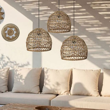 Rattan-Hängeleuchte Ravi S – runde Hängeleuchte – 4Shine 