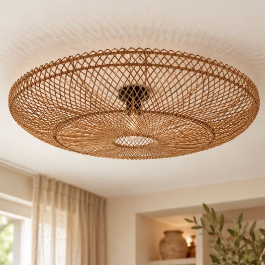 Ronde rotan plafonniere Bella - 4Shine
