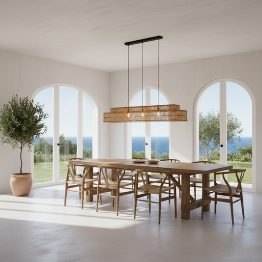 Rattan pendant lamp Pacha -120×32 cm- rectangular rattan pendant lamp – 4Shine 